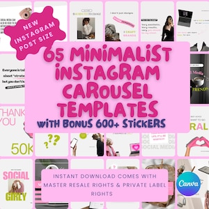 Instagram Carousel Templates | PLR MRR Editable Canva Templates | Minimalist Done For You Aesthetic Faceless Marketing Social Media Template