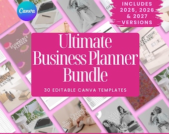 30 Business Canva Vorlagen Bundle, Planer, Tracker, Journals, Forms für Unternehmer, In Canva bearbeiten, Re-Branding & Weiterverkauf mit PLR und MRR