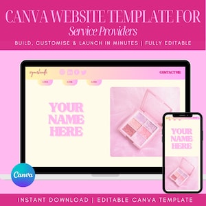 Bold Aesthetic Website Canva Template for Service Providers – Editable One Page Website for UGC Creator, Coach, Beauty Pro, Personal Brand