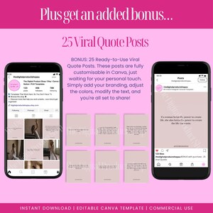 Includes 25 bonus Canva quote templates featuring viral motherhood quotes. Fully customisable and ready to post, these designs help grow your Instagram engagement with minimal effort. Designed for creators, wellness brands, and mum entrepreneurs looking to inspire their audience with pre-written, heartfelt quotes. Ideal add-on to the main 200-post template pack. Edit, brand, and post with ease.