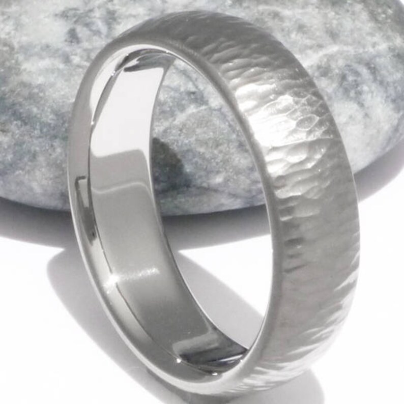 Ripple Hammered Titanium Wedding Band Textured Titanium Engagement Ring Durable Unisex Ring Allergy Free Hypoallergenic Ring n14 image 2