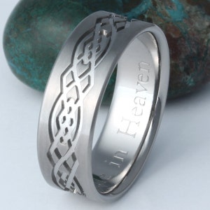 Celtic Knot Titanium Wedding Ring, Mens or Womens Irish Engagement Band, Handmade and personalized  - ck8