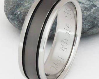 Black Titanium Wedding Band, His and Hers Titanium Ring, Black Ring, Custom Sable Finish, Mans Wedding Band, Womans Ring, Handcrafted - bk5