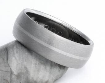 Platinum Titanium Band - Men's Wedding Ring with Platinum Inlay - Woman's Engagement Ring - p4