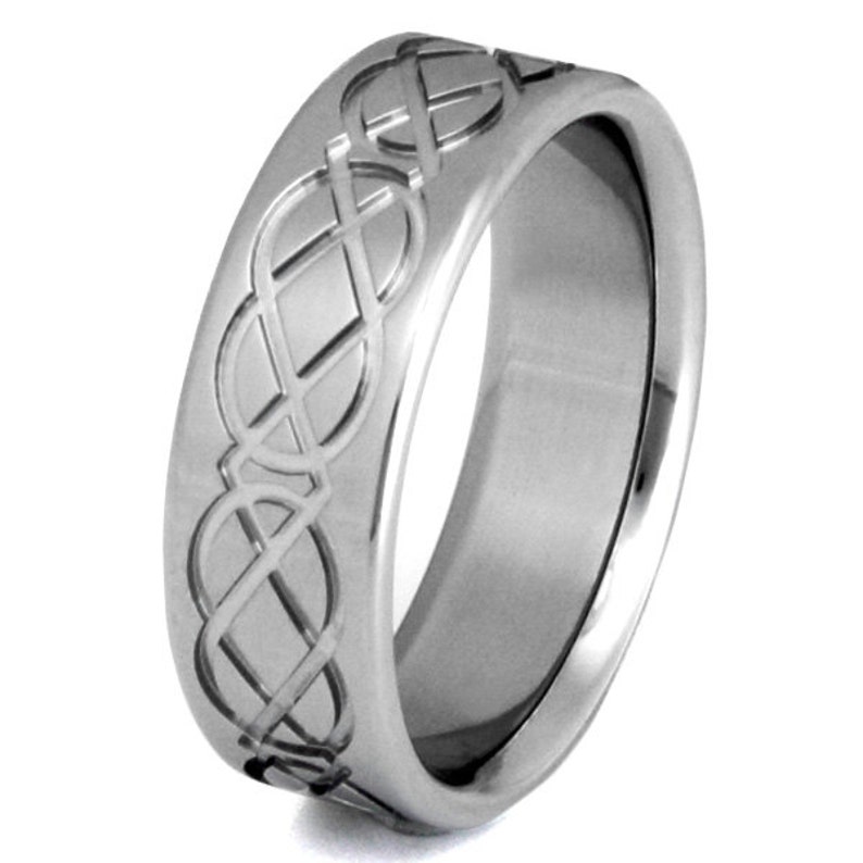 Irish Celtic Titanium Wedding Band Infinity Celtic Knot Ring Etsy