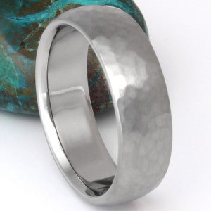 Hammered Titanium Wedding Band Custom Textured Titanium Ring Handcrafted Titanium Unisex Hammered Finish Band n22 image 3