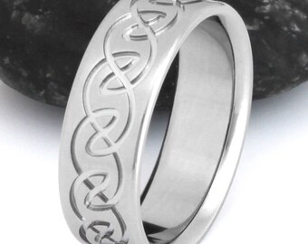 Irish Titanium  Wedding Band - Celtic Knot Infinity Ring - ck9