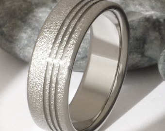 Titanium Wedding Band - Custom Frost Finish - Mens Wedding Band - Unisex Wedding Ring - Textured Finish - Handcrafted Titanium - f1