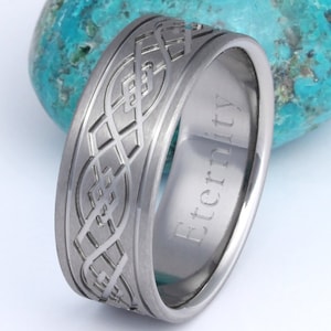 Titanium Irish Celtic Wedding Band Irish Engagement Ring Celtic Infinity Knot ck52 image 1