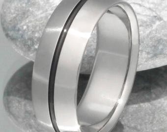 Black Titanium Wedding Band, Black Striped Ring, Handcrafted Titanium Ring, Mans Ring, Womans Ring, Promise Ring - bk6