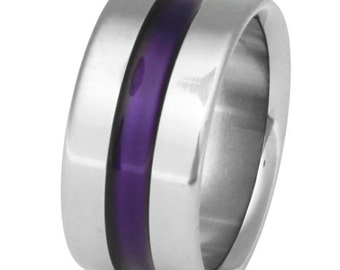 Wide Purple Titanium Band - Purple Ring - Wedding Band