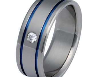 Titanium Diamond Wedding Band - s2