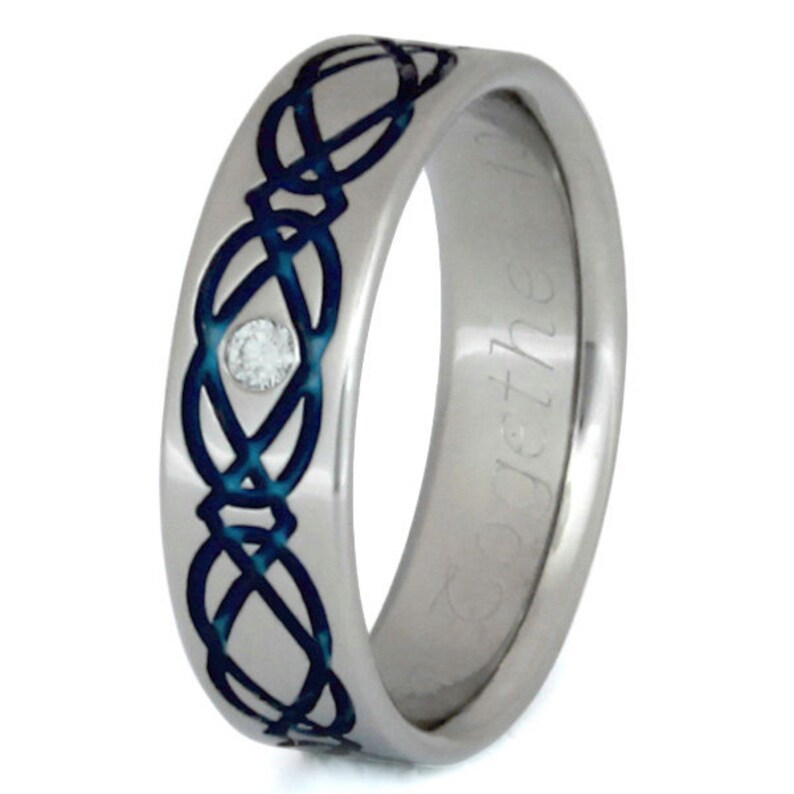 Irish Celtic Titanium Wedding Band Blue Celtic Knot Infinity Etsy