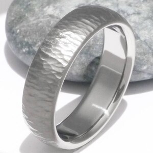 Ripple Hammered Titanium Wedding Band Textured Titanium Engagement Ring Durable Unisex Ring Allergy Free Hypoallergenic Ring n14 image 4
