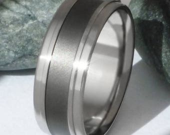 Titanium Wedding Band, Custom Mans Ring, Womans Ring, Custom Sable Finish, Handcrafted Titanium, Wedding Band - sa5