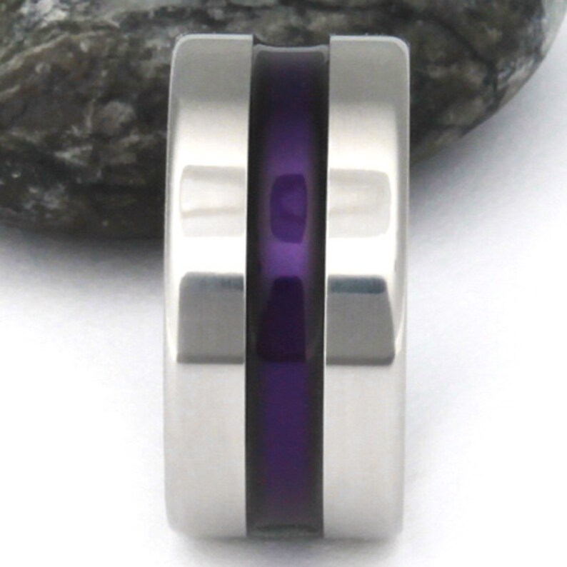 Wide Purple Titanium Band Purple Ring Wedding Band