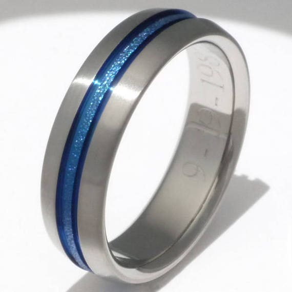 8mm Black Brushed Thin Blue Line Wedding Band Men S Jewelry