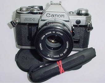Canon AE-1 35mm Film Manual SLR Camera with Canon 50mm F/1.8 FD Lens - Ex+