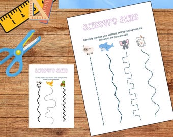 Scissors Skills Practice Worksheets for Preschool and Kindergarten | Fun Animal Cut and Paste Activity for Fine Motor Skills
