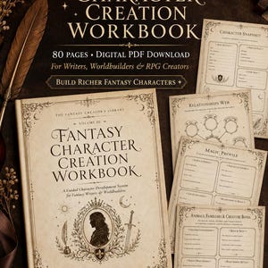 Ultimate Fantasy Character Workbook PDF, Character Creation Planner for Writers, Worldbuilders & RPG Storytellers, Printable