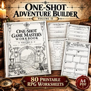 One Shot RPG Adventure Planner, 80 Printable Game Master Worksheets for TTRPG Session Prep