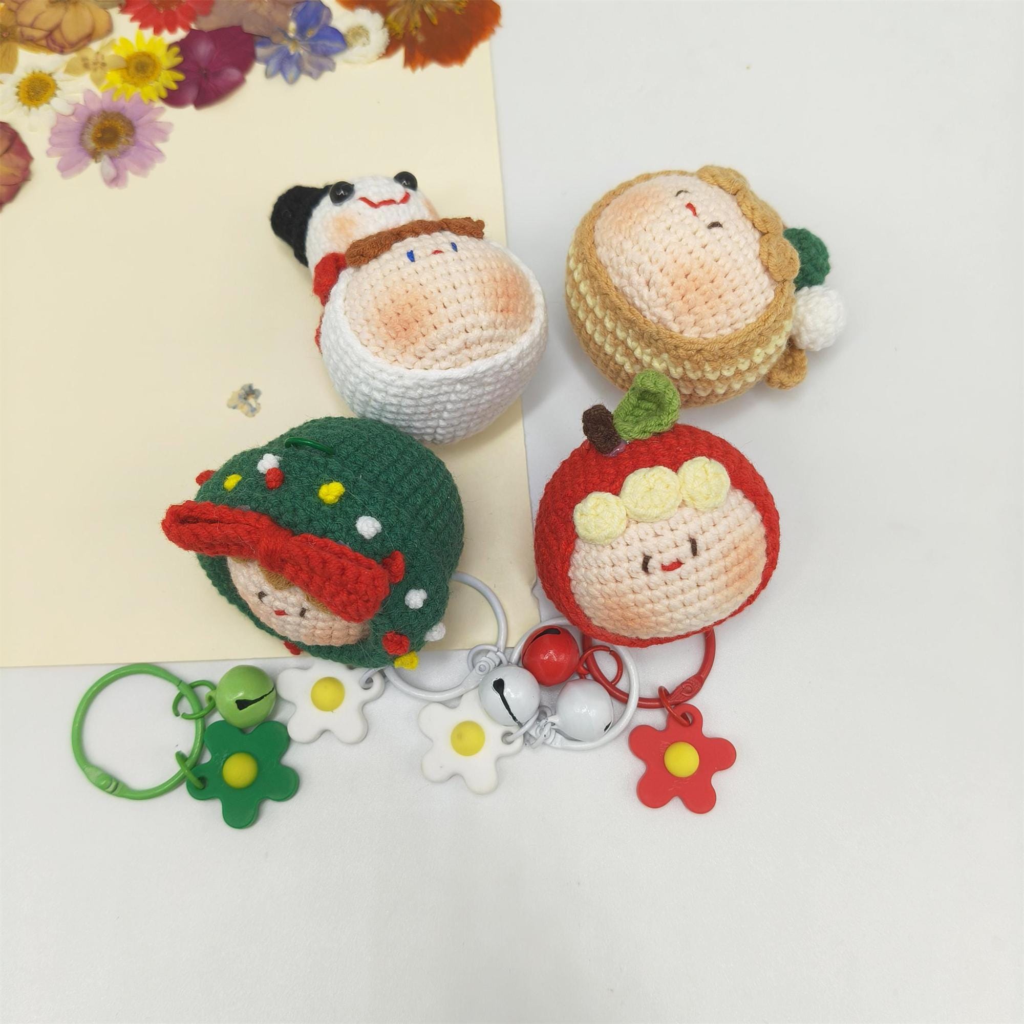 Crochet Christmas Ornaments Set, Cute Knitted Elk Accessory, Xmas ...