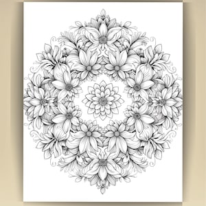 Floral Mandala Coloring Pages: Printable Mindfulness Art for Adults - 100 A4 Designs PDF image 12