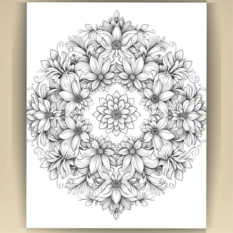 Floral Mandala Coloring Pages: Printable Mindfulness Art for Adults - 100 A4 Designs PDF image 12