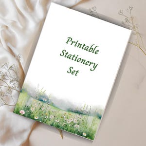Set de cartas con flores silvestres, papelería floral imprimible, hojas de notas con y sin rayas, kit para escribir cartas, amigo por correspondencia, flores de campo