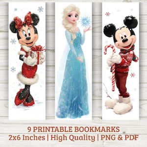 Puede incluir: Conjunto de 9 marcapáginas imprimibles con Minnie Mouse, Elsa y Mickey Mouse con ropa de invierno. Los marcapáginas miden 5.08cm x 15.24cm y son archivos PNG y PDF de alta calidad. Los personajes visten trajes festivos.