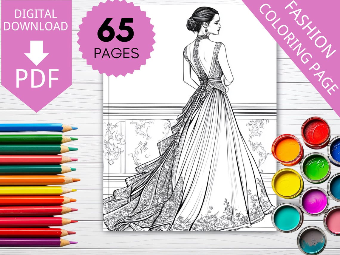 Fashion Coloring Pages for Adults Printable Coloring Pages Coloring Book for Adults Instant ...