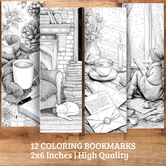 Cozy Christmas Coloring Bookmarks: Printable Holiday DIY (Digital Download)