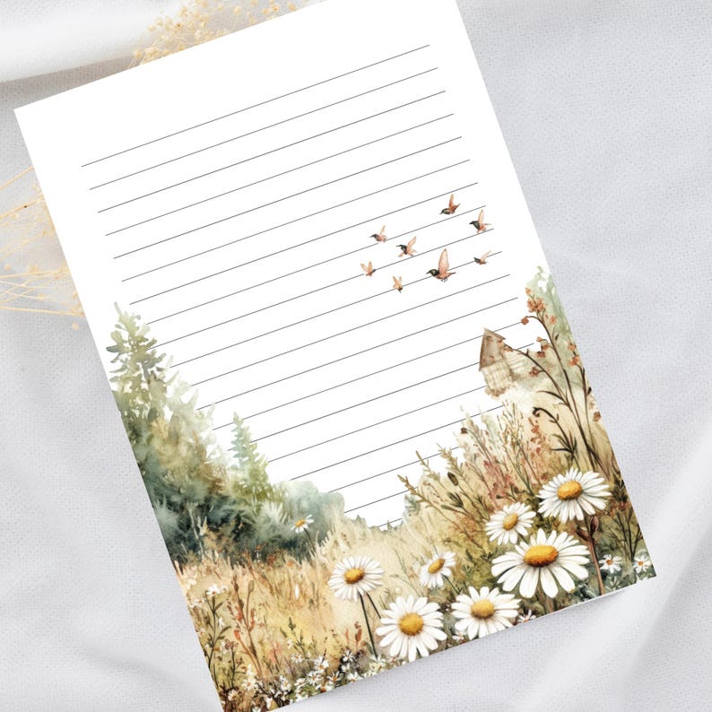 Cottagecore Daisy Letter Writing Set: A4 Lined & Unlined Paper ...