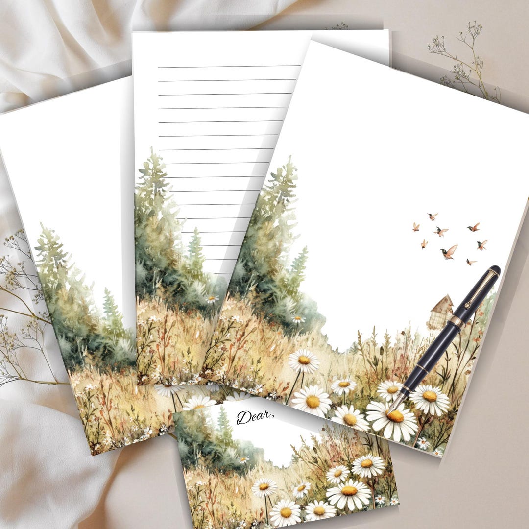 Cottagecore Daisy Letter Writing Set: A4 Lined & Unlined Paper ...