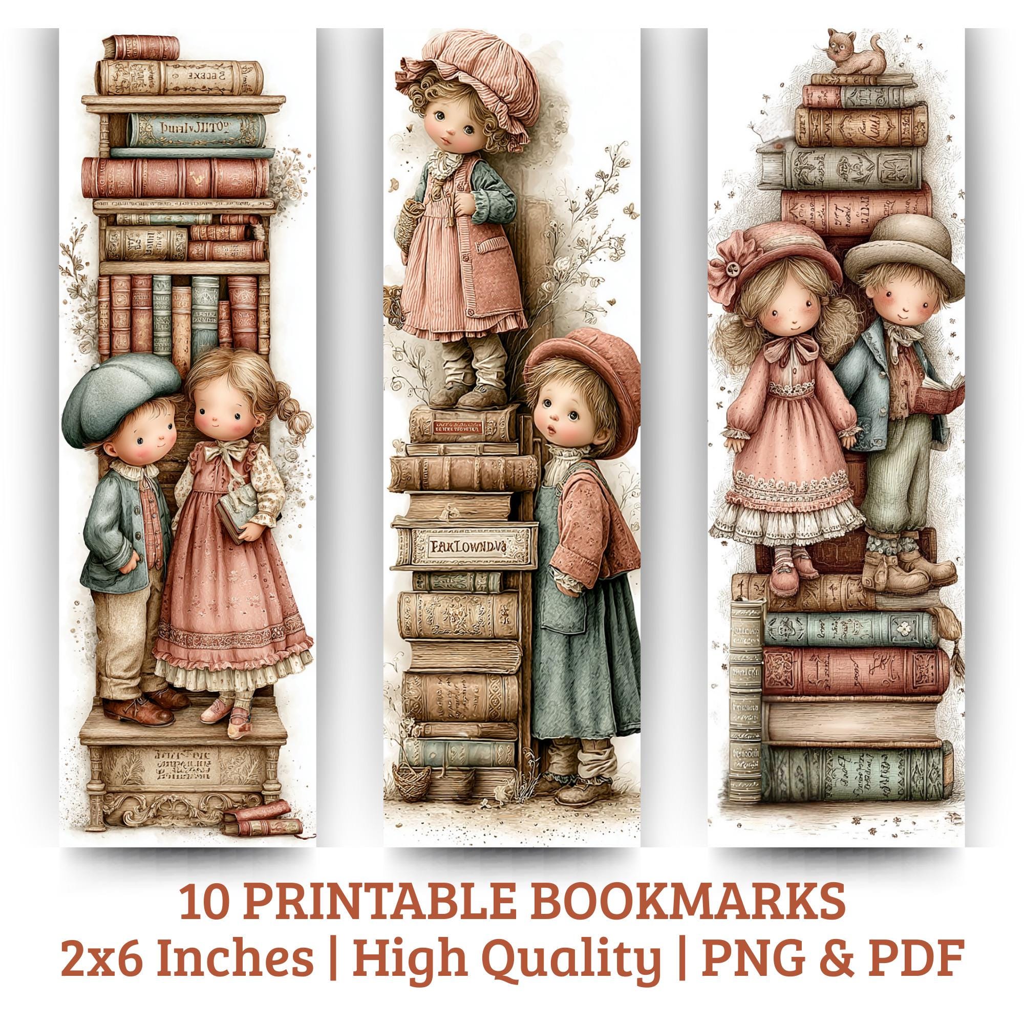 Vintage Storybook Children Bookmark Set – 10 Printable Bookmarks ...