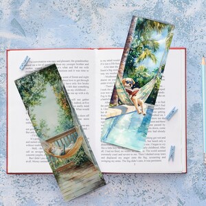 6 Cute Animals Reading Books in Hammocks Printable Bookmarks Set ...
