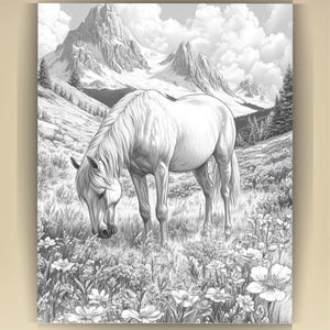Horse Coloring Book for Adults: Countryside Scenes PDF (73 Pages) (Digital Download image 14