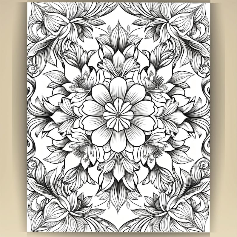 Floral Mandala Coloring Pages: Printable Mindfulness Art for Adults - 100 A4 Designs PDF image 11