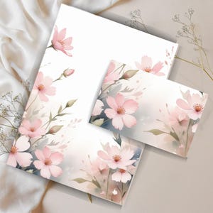 Juego de cartas con flores de jardín de hadas: papelería imprimible en PDF, papel A4 rayado y sin rayar con sobre, kit de escritura vintage con estilo, amigo por correspondencia