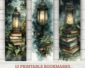 Dark Academia Bookmarks: Mystical Forest Gothic Designs (Printable PNG & PDF)