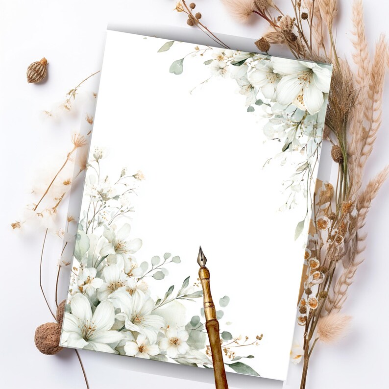 Printable Cherry Blossom Stationery Set – Watercolor Sakura Letter ...