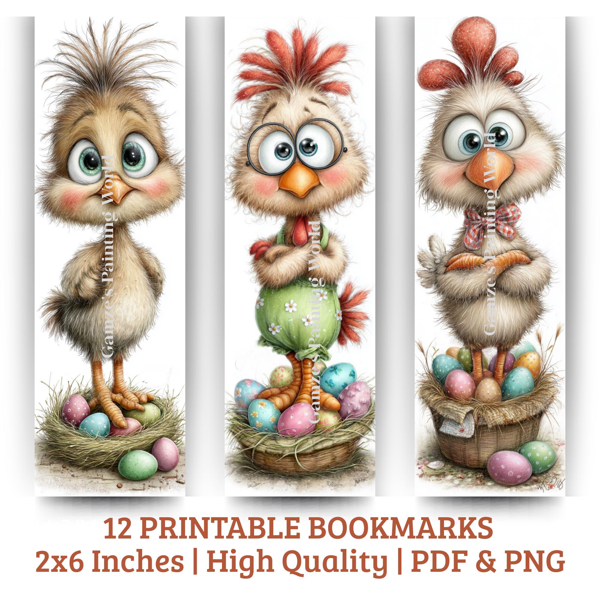 Funny Easter Chick Printable Bookmarks Set of 12 | Cute Easter Baby ...