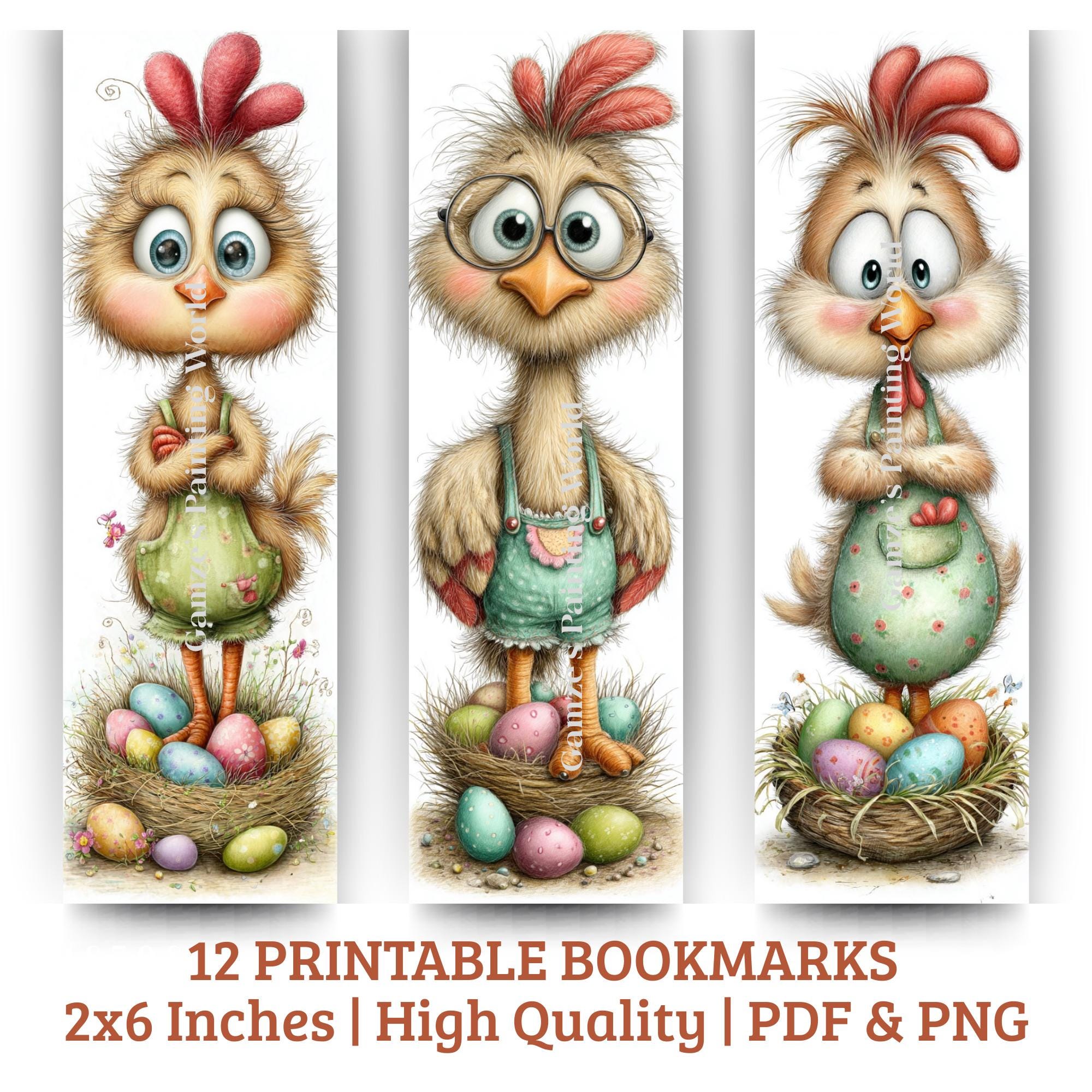 Funny Easter Chick Printable Bookmarks Set of 12 | Cute Easter Baby ...