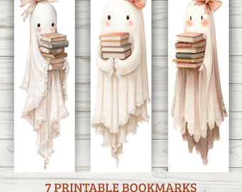 Geister-Halloween-Lesezeichen - Gruseliges Printable Set (PDF & PNG)