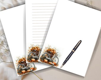 Autumn Stationery Set: Watercolor Fall Writing Paper (Digital Download A4 Lined & Unlined PDF/PNGs)