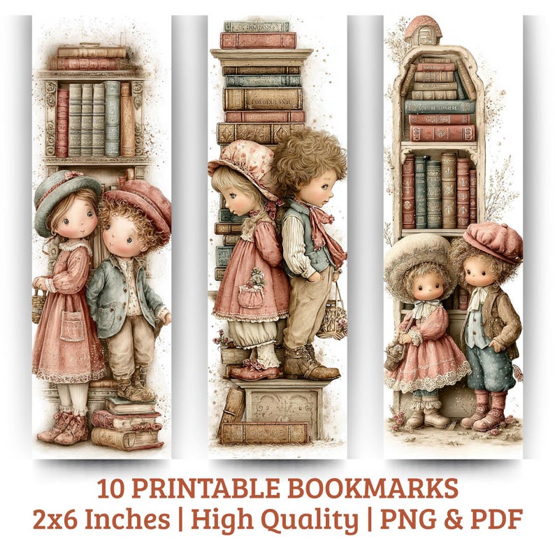 Vintage Storybook Children Bookmark Set – 10 Printable Bookmarks ...
