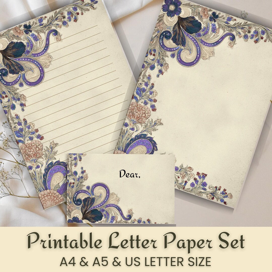 Victorian Floral Stationery Set – Antique Botanical Writing Paper ...