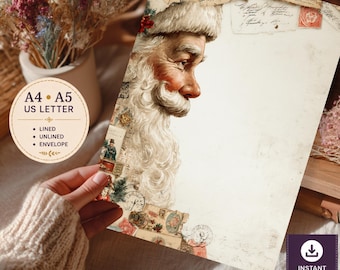 Vintage Santa Letter Stationery Set – Old World Christmas Writing Paper (PDF + PNG)