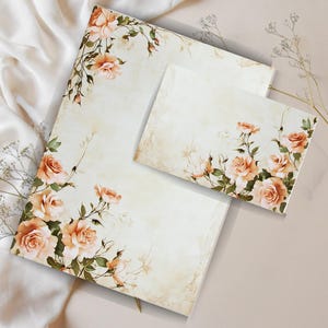 Set da scrittura Vintage Rose Garden, carta da lettere floreale A4 a righe e non a righe con busta abbinata, carta da lettere vintage per amici di penna