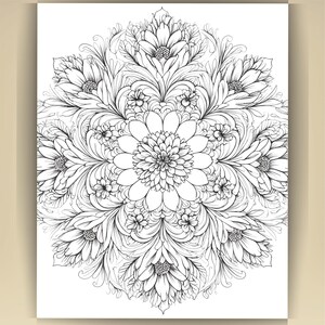 Floral Mandala Coloring Pages: Printable Mindfulness Art for Adults - 100 A4 Designs PDF image 4